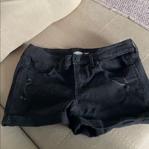 Black denim shorts